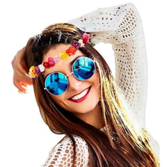 Multicolour flower headband for 60s and 70s costumes