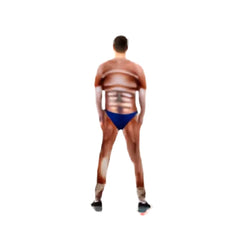 Muscle Body Builder Men’s Bodysuit with printed six-pack, muscles, and budgie smugglers – novelty fancy dress costume