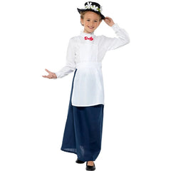 Nanny child costume with blouse, blue skirt, apron, hat and red bowtie – inspired Book Week outfit