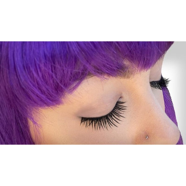 Natural black synthetic eyelashes with adhesive
