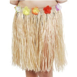 Natural look Hawaiian skirt with floral trim – available in short or long 