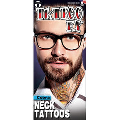 Tinsley FX Temp Tattoo - Neck Tattoo Cobra, colourful.