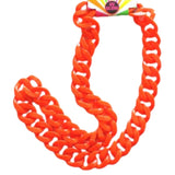 Neon chain necklace in orange large link plastie.