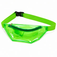 Neon green transparent bum bag with adjustable waist strap