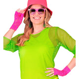 Neon fingerless costume gloves in assorted colours for retro party wear
