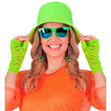 Neon lime green lace fingerless gloves perfect for festivals and themed parties