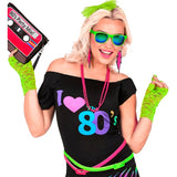 Neon green lace gloves ideal for 1980s parties