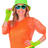 Bright neon lace gloves for 80s dress-up and themed party costumes