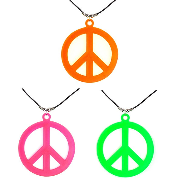 neon peace sign necklace hippie accessory