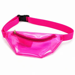 Neon green transparent bum bag with adjustable waist strap