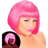 Bright neon pink bob wig for costume parties