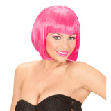 Fluorescent pink wig with fringe for festivals