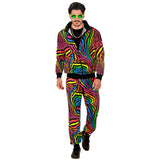 Man wearing neon rainbow tracksuit
