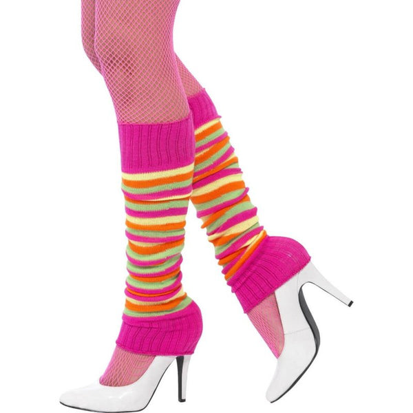 Neon striped legwarmers for 80s costumes