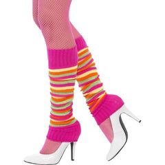 Neon striped legwarmers for 80s costumes