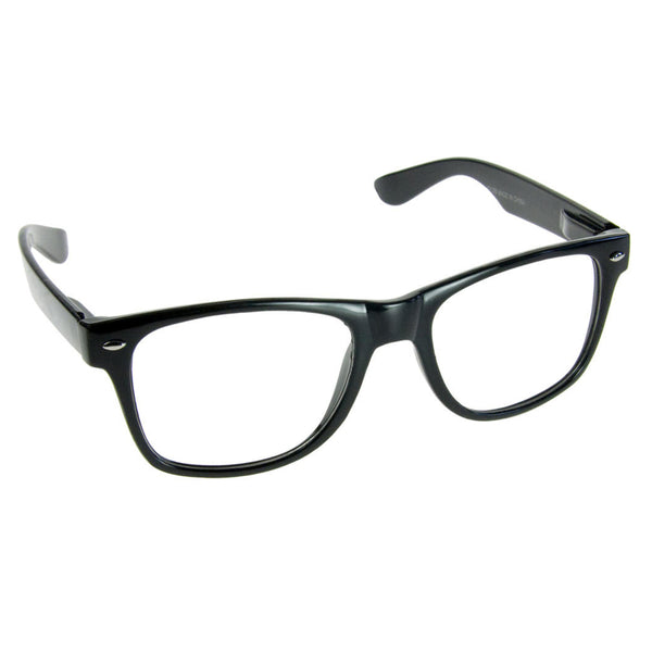 Black nerd geek costume glasses with clear non-prescription lenses