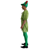 Neverland Kid adult unisex costume with green tunic and hat side view