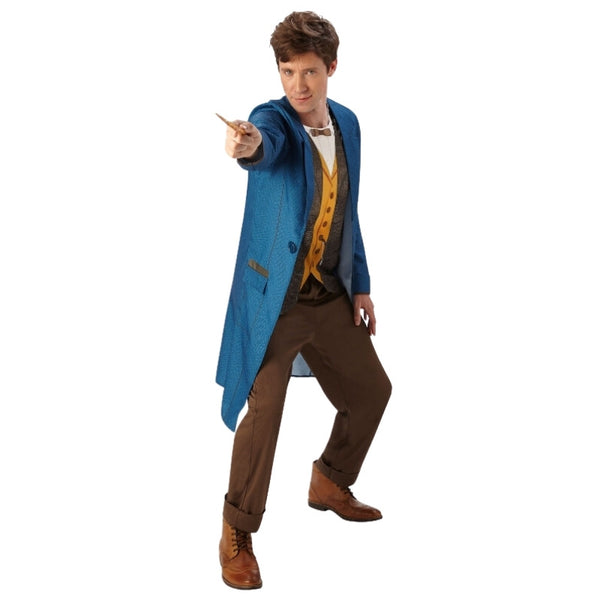 Newt Scamander Fantastic Beasts Costume - Adult, long jacket, mock vest/shirt and brown pants.