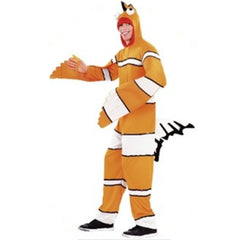 Adult novelty clown fish costume jumpsuit with attached hood