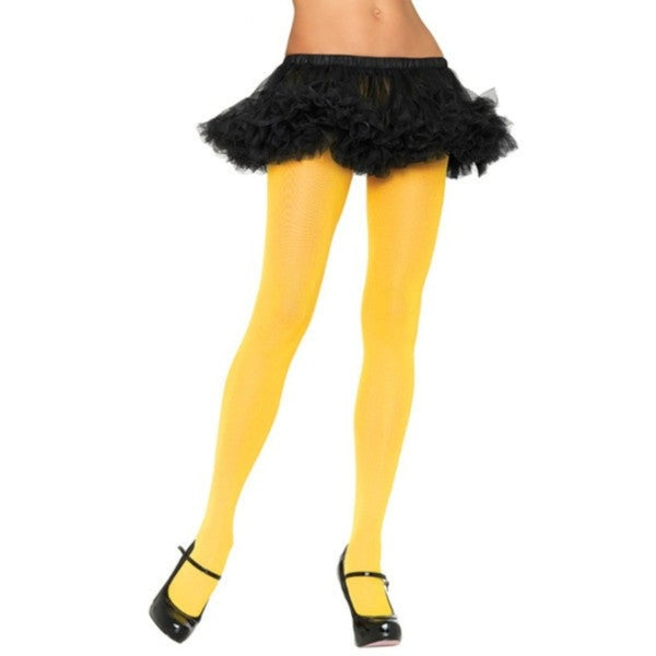 Nylon full length tights in yellow by Leg Avenue, standard size.