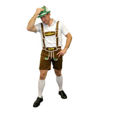 Oktoberfest Beer Man Costume in brown with lederhosen, braces and short-sleeve white shirt