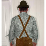 Back of green check shirt