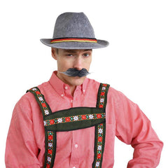 Oktoberfest Grey Hat with colored braids band.