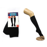 Black knee-high socks with packaging on a white background