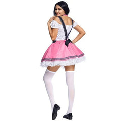 Pink Oktoberfest dirndl costume with petticoat for hire in Brisbane