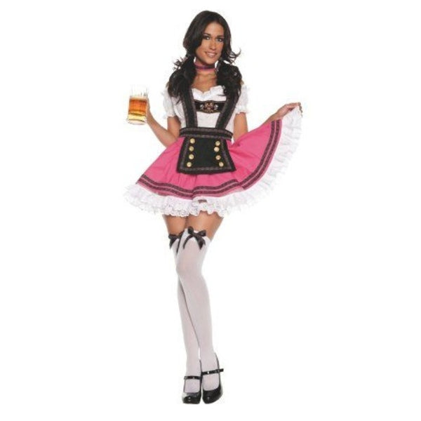 Pink Oktoberfest dirndl costume with petticoat for hire in Brisbane