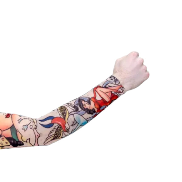 old school tattoo sleeve single arm traditional fake tattoo costume accessory