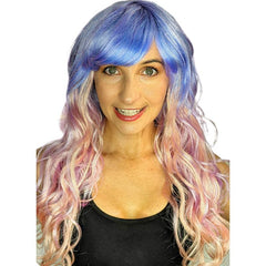 Ombre pastel pink and blue vixen wig