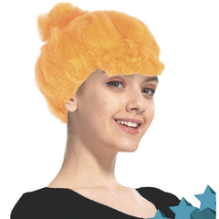 Bright orange bun wig for cavewoman or iconic movie character costumes