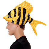 Side of fish hat with sequin fabric