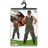 Men's Camo Soldier Costume with tank top, pants and cap – Widmann packaging