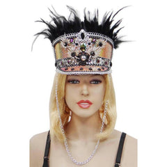 Paradiso festival visor feather headpiece with jewels costume accessory