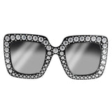 Black square novelty party glasses with clear diamante detailing
