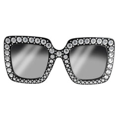 Black square novelty party glasses with clear diamante detailing