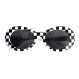 Mod black and white checked party glasses