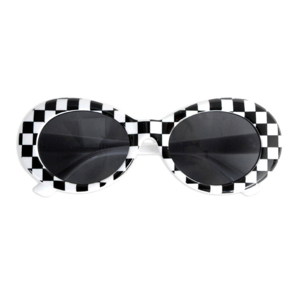 Mod black and white checked party glasses