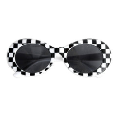Mod black and white checked party glasses