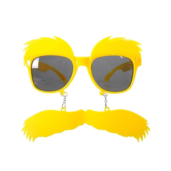 Yellow disguise glasses with eyebrows and moustache