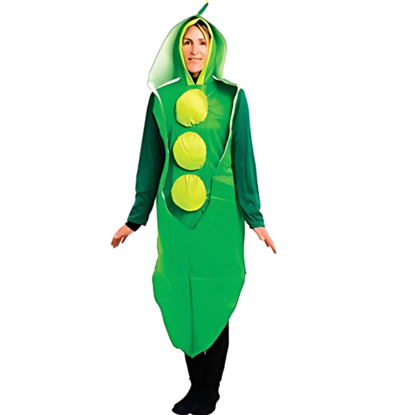 Pea Pod costume with attached hood and long sleeves.
