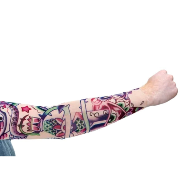 peace tattoo sleeve single arm hippie fake tattoo costume accessory