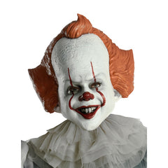 Pennywise IT Chapter 2 Deluxe Adult Costume with satin clown top and character mask front view
