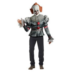 Pennywise IT Chapter 2 Deluxe Adult Costume with satin clown top and character mask front view