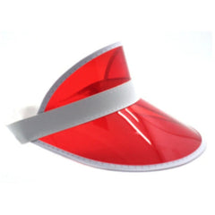 Red perspex visor with white trim for adult costume wear