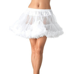 White petticoat by Leg Avenue featuring layered tulle for added volume, ideal for pairing under dresses or skirts. Also available in assorted colours to suit a variety of costume themes.