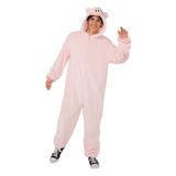 Pig Furry Hooded Onesie Adult Costume in pale pink.