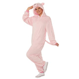 Pig Furry Hooded Onesie Adult Costume in pale pink.